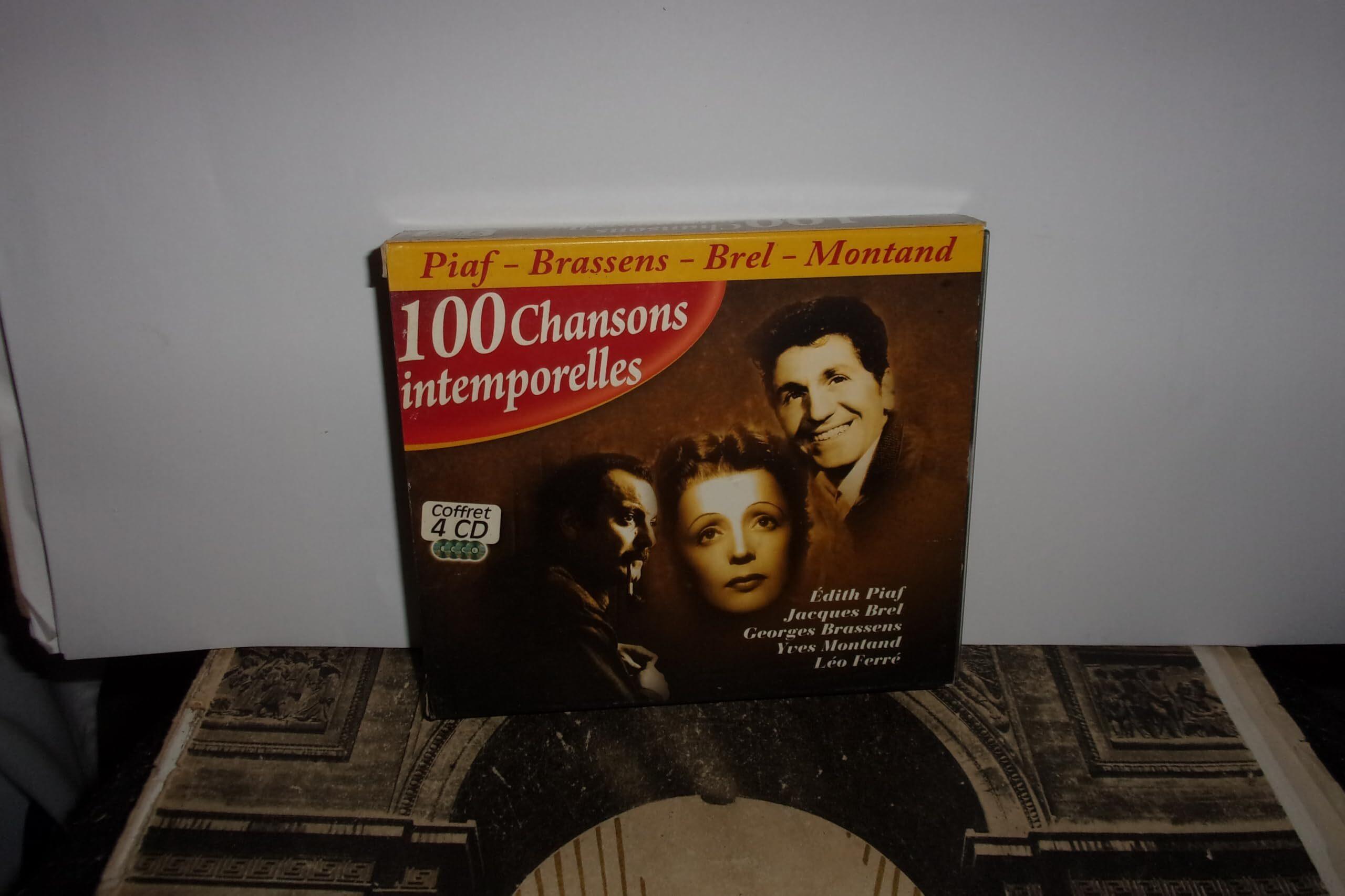 Coffret 4 CD - 100 chansons intemporelles: Piaf - Brassens - Brel - Montand / Piaf - Salvador - Montand - Trenet Bon état -  reconditionné disponible sur Label Emmaüs